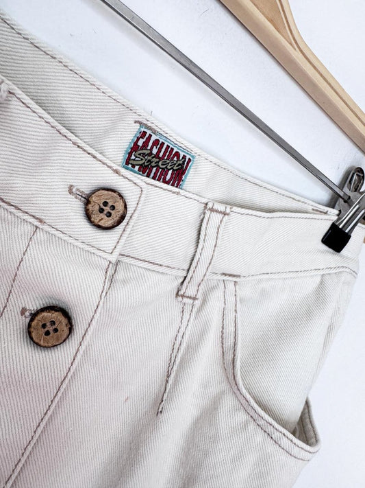 vintage 90s street fashion full button denim mai skirt - good market thrift store