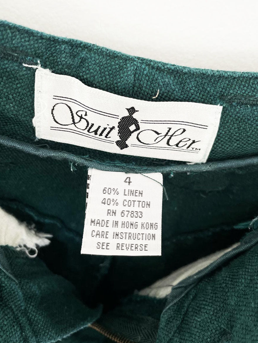 vintage 90s suit her linen - blend pleated trouser shorts - good market thrift store
