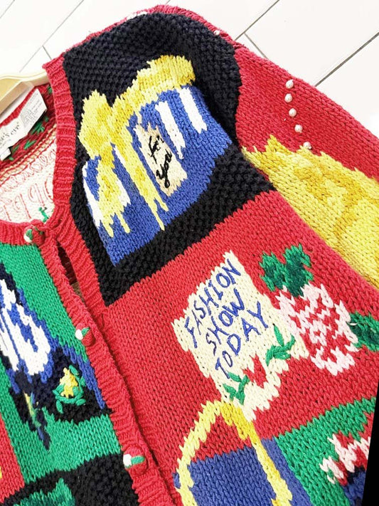 vintage 90s the eagle's eye fashion show chunky knit cardigan - good market thrift store