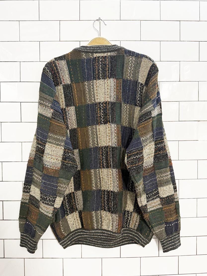 vintage 90s tosani wool - blend 3D knit sweater - good market thrift store