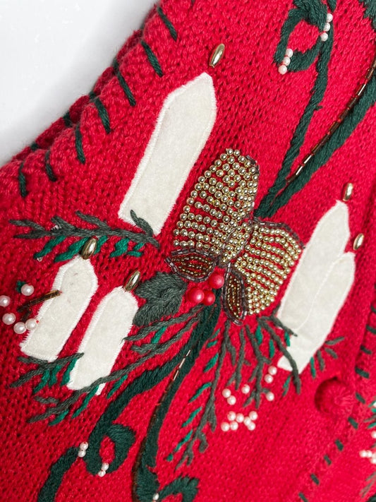 vintage 90s victoria jones candlelight holiday whipstitch knit vest - good market thrift store