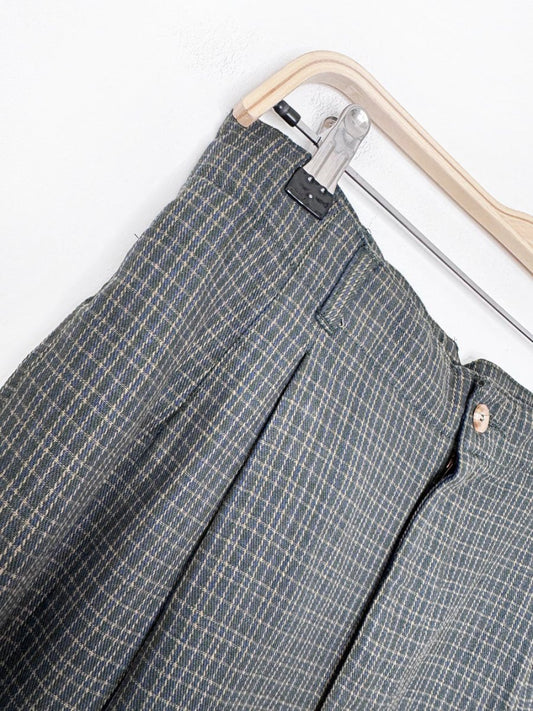 vintage 90s white stag pleated high rise plaid trouser - good market thrift store