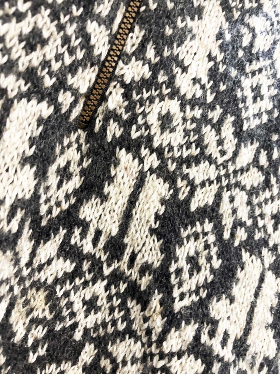 vintage 90s woolrich wool - blend fair isle quarter zip knit sweater | made in usa - good market thrift store