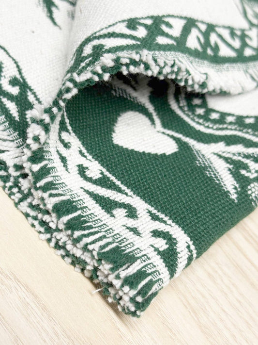 vintage 90s woven heart table runner - good market thrift store