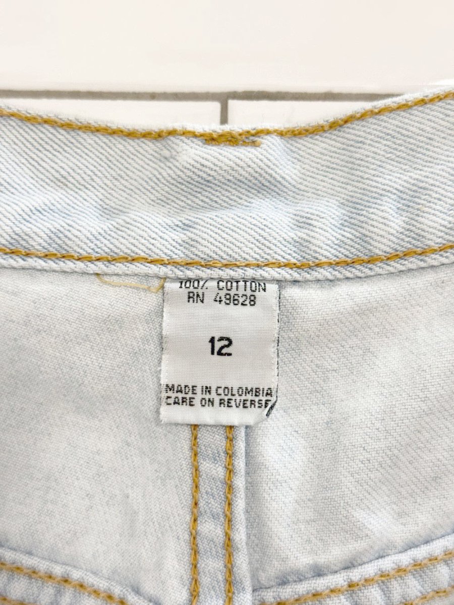 vintage 90s zena light wash high - waisted long denim shorts - good market thrift store
