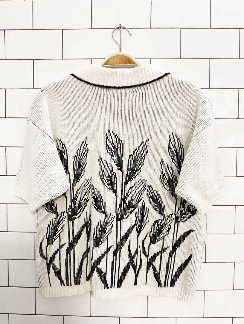 vintage alfred dunner floral short sleeve collared knit top - good market thrift store