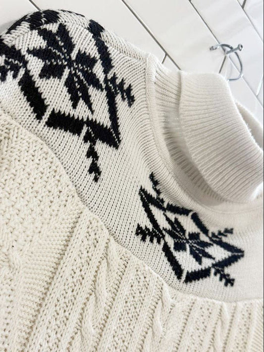 vintage aprés ski nordic snowflake cable knit sweater | the american line - good market thrift store