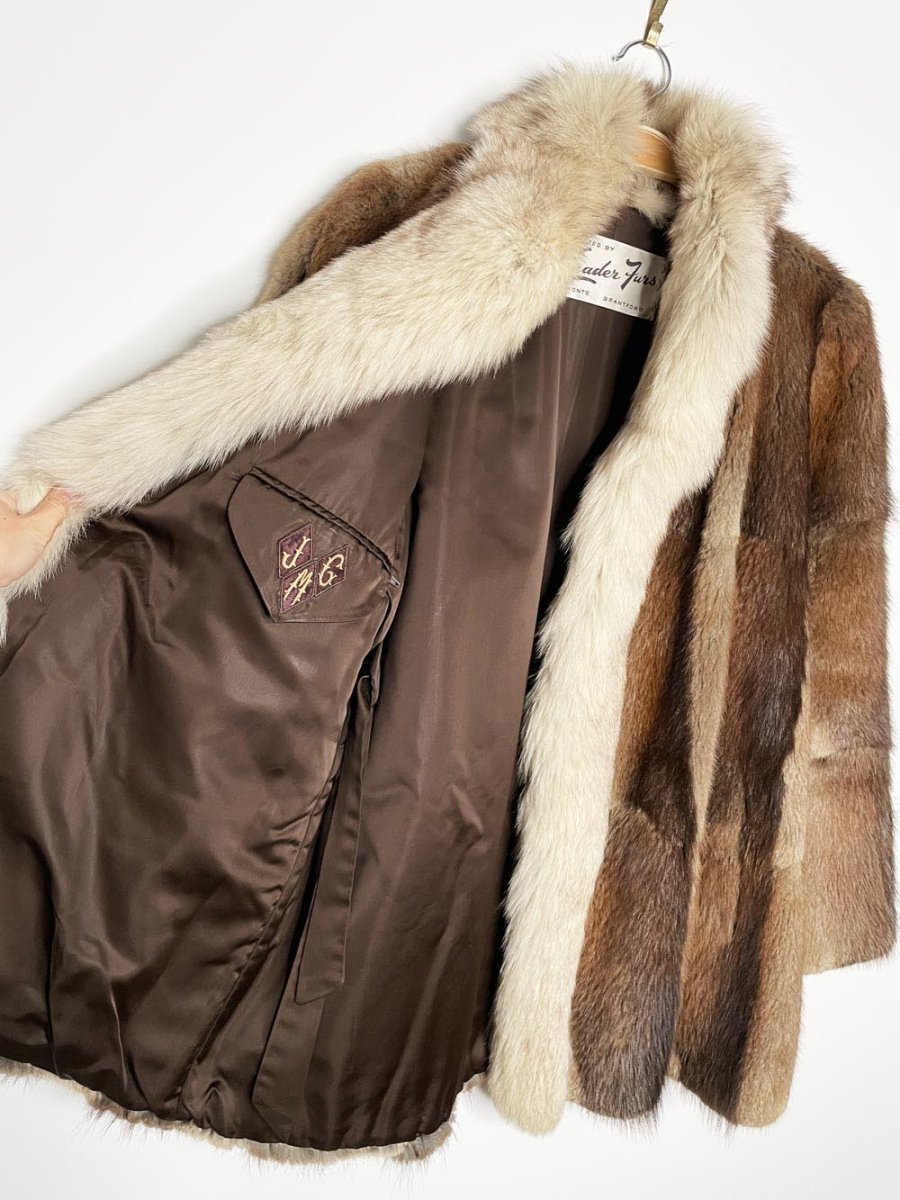 vintage arctic fox + mink fur short coat | leader furs - good market thrift store