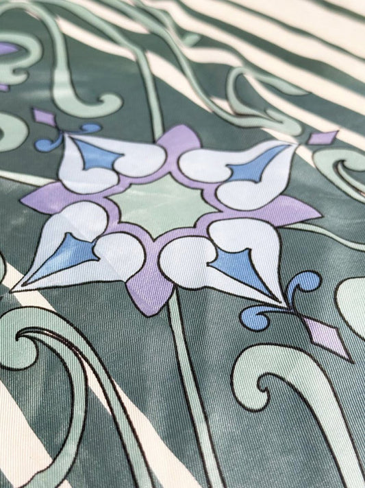 vintage art nouveau satin square scarf - good market thrift store