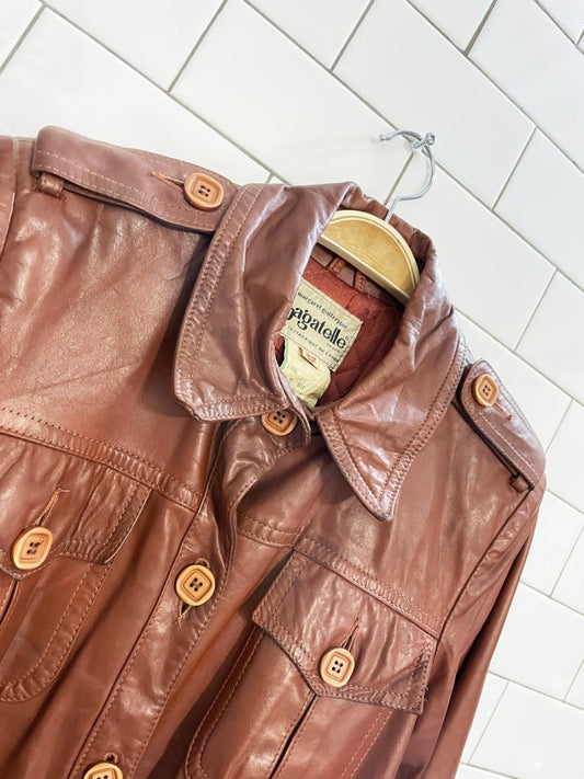 vintage bagatelle utility belted leather trench coat | magaret godfrew - good market thrift store