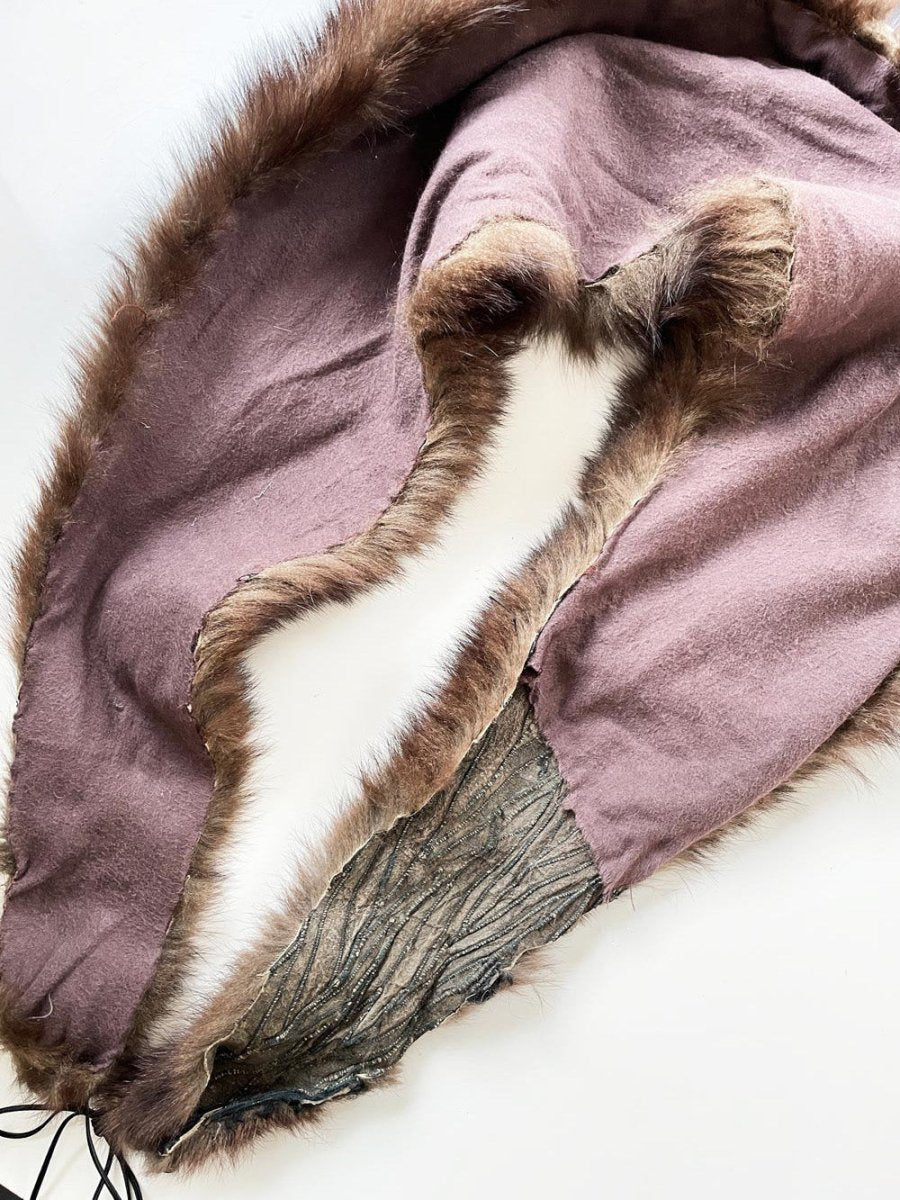 vintage beaver fur stole tie collar - good market thrift store