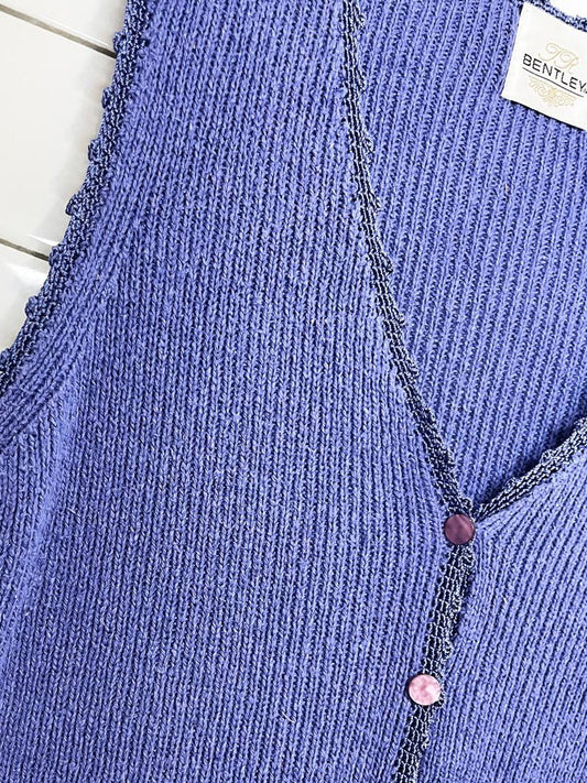 vintage bentley silk-blend crochet trim ribbed knit vest top - good market thrift store