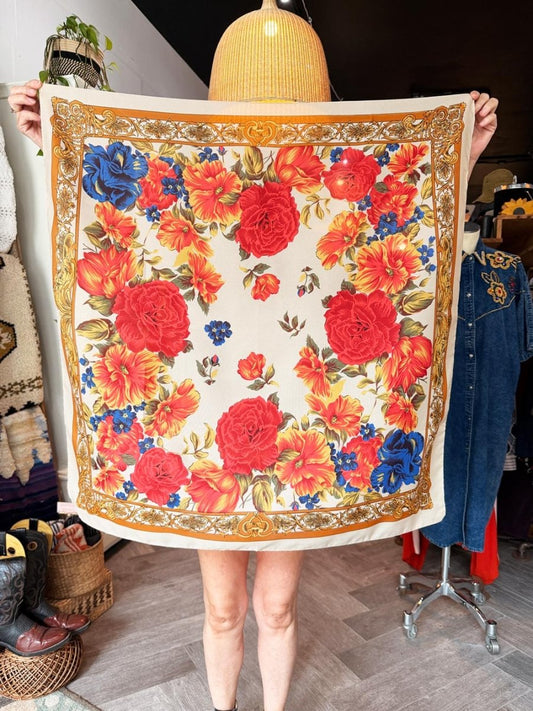 vintage berksha floral poly xl square scarf | made in Italy - good market thrift store