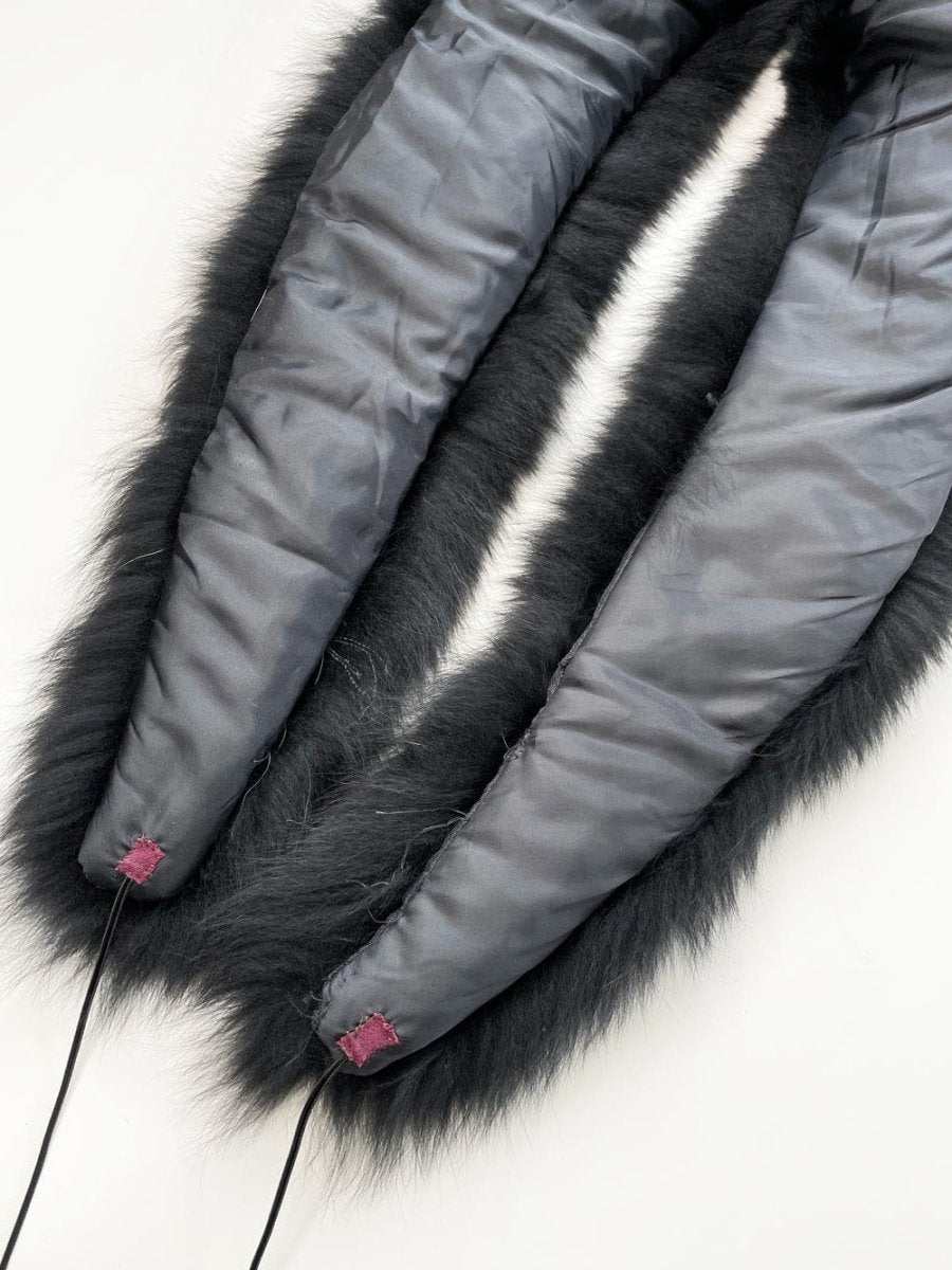 vintage black fox fur stole tie collar - good market thrift store
