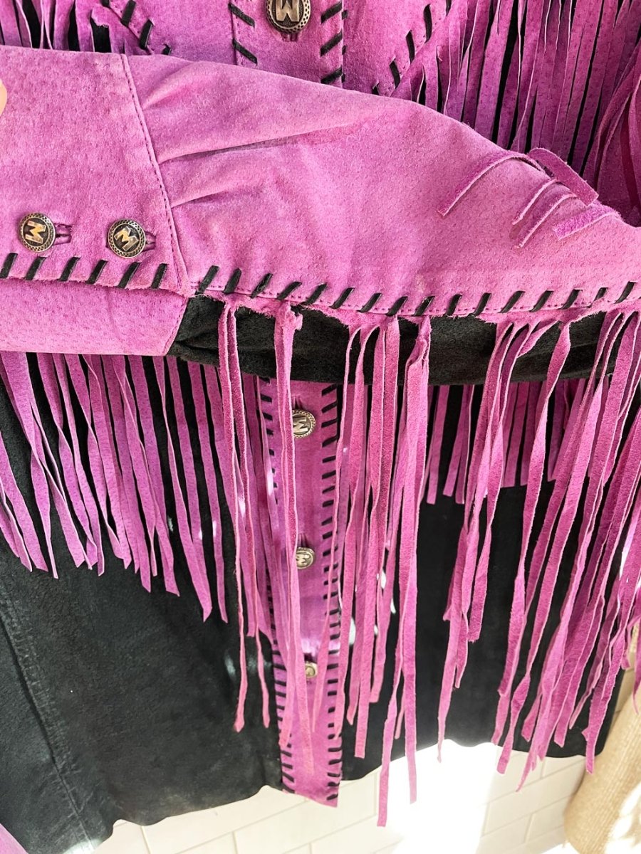 vintage bob mackie suede fringe western leather jacket | wearable art - good market thrift store