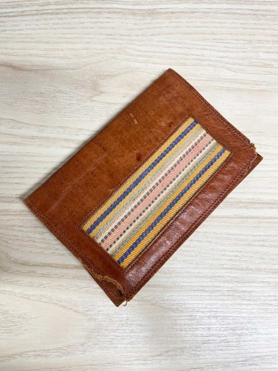 vintage boho woven leather passport holder - good market thrift store