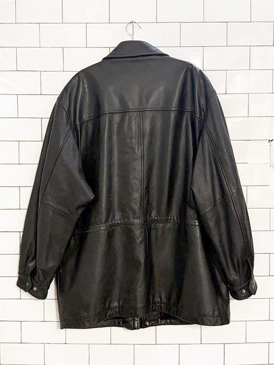 vintage bostanian leather full zip drawstring waist jacket | moores - good market thrift store