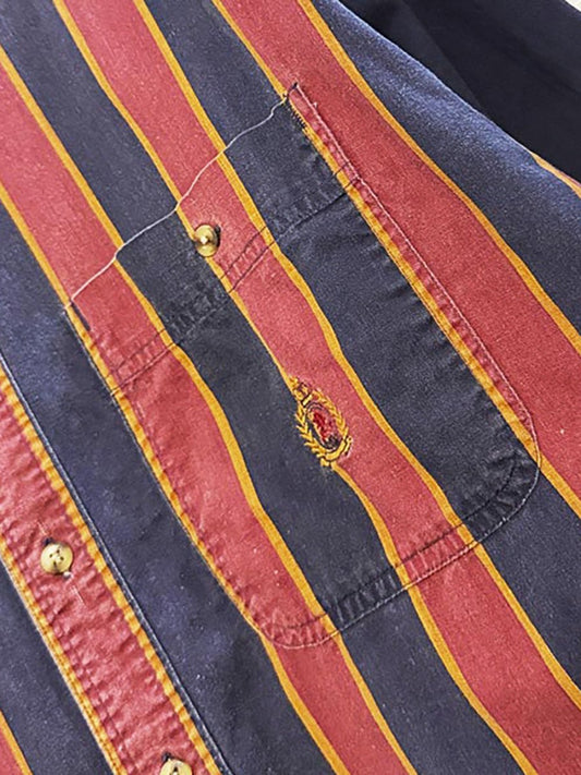 vintage bugle boy crest pocket striped shirt - good market thrift store