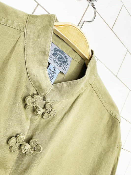 vintage cambridge dry goods 100% linen frog button shirt - good market thrift store