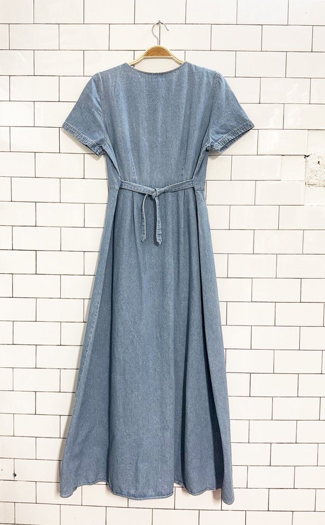 vintage cambridge dry goods co. full button denim maxi dress - good market thrift store