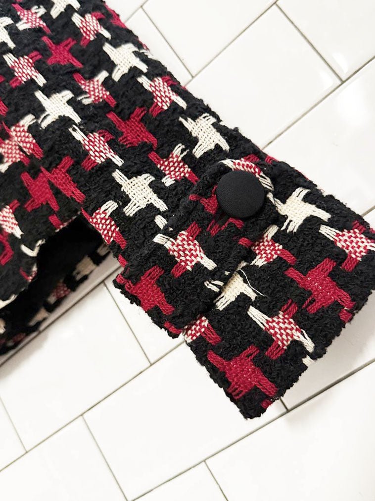 vintage carlisle wool - blend houndstooth box pleat cropped jacket - good market thrift store