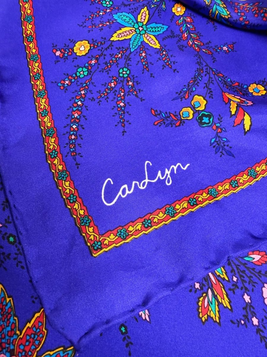 vintage carlyn 100% silk vibrant floral xl scarf | hand-rolled edge - good market thrift store