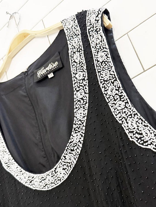 vintage cartise 100% silk beaded sleeveless top - good market thrift store