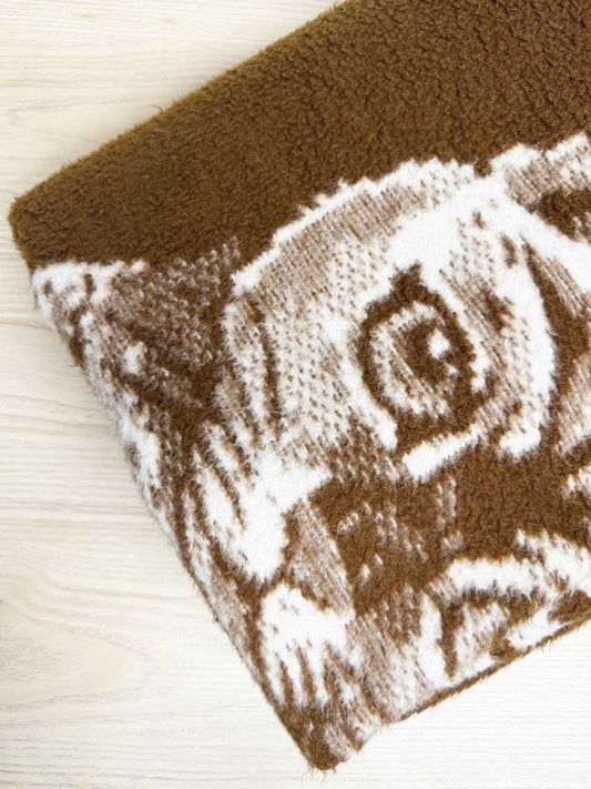 vintage cat soft fleece camp blanket | hand - stitched edge - good market thrift store