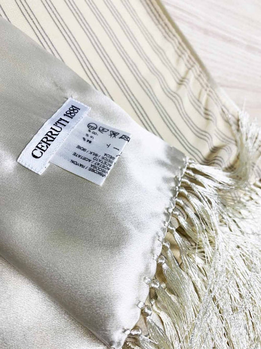 vintage cerruti 1881 silk - blend striped tassel scarf - good market thrift store
