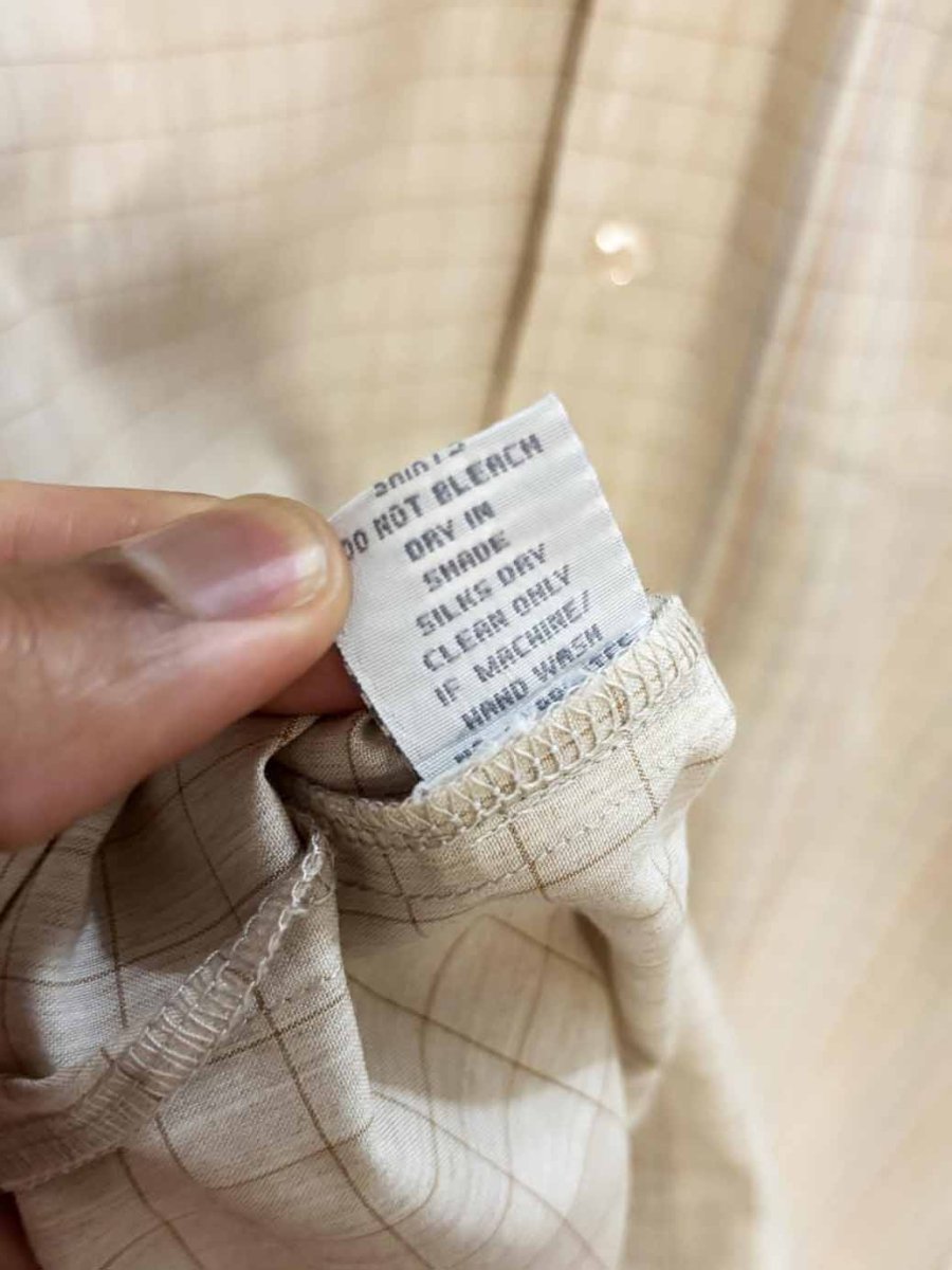 vintage charagh din silk gingham full button shirt - good market thrift store