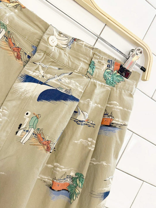 vintage charlie ann's pleated vacation sail boat trouser shorts | made in USA - good market thrift store