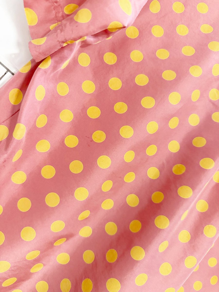 vintage chaus 100% silk polka dot full button blouse - good market thrift store