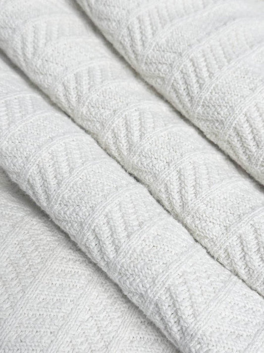 vintage chevron striped knit bound throw blanket - good market thrift store