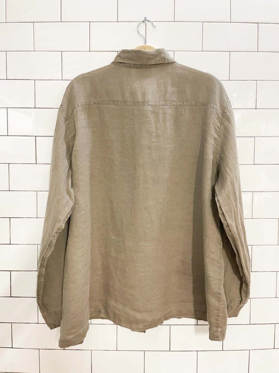 vintage chico's 100% linen relaxed utility shirt - good market thrift store