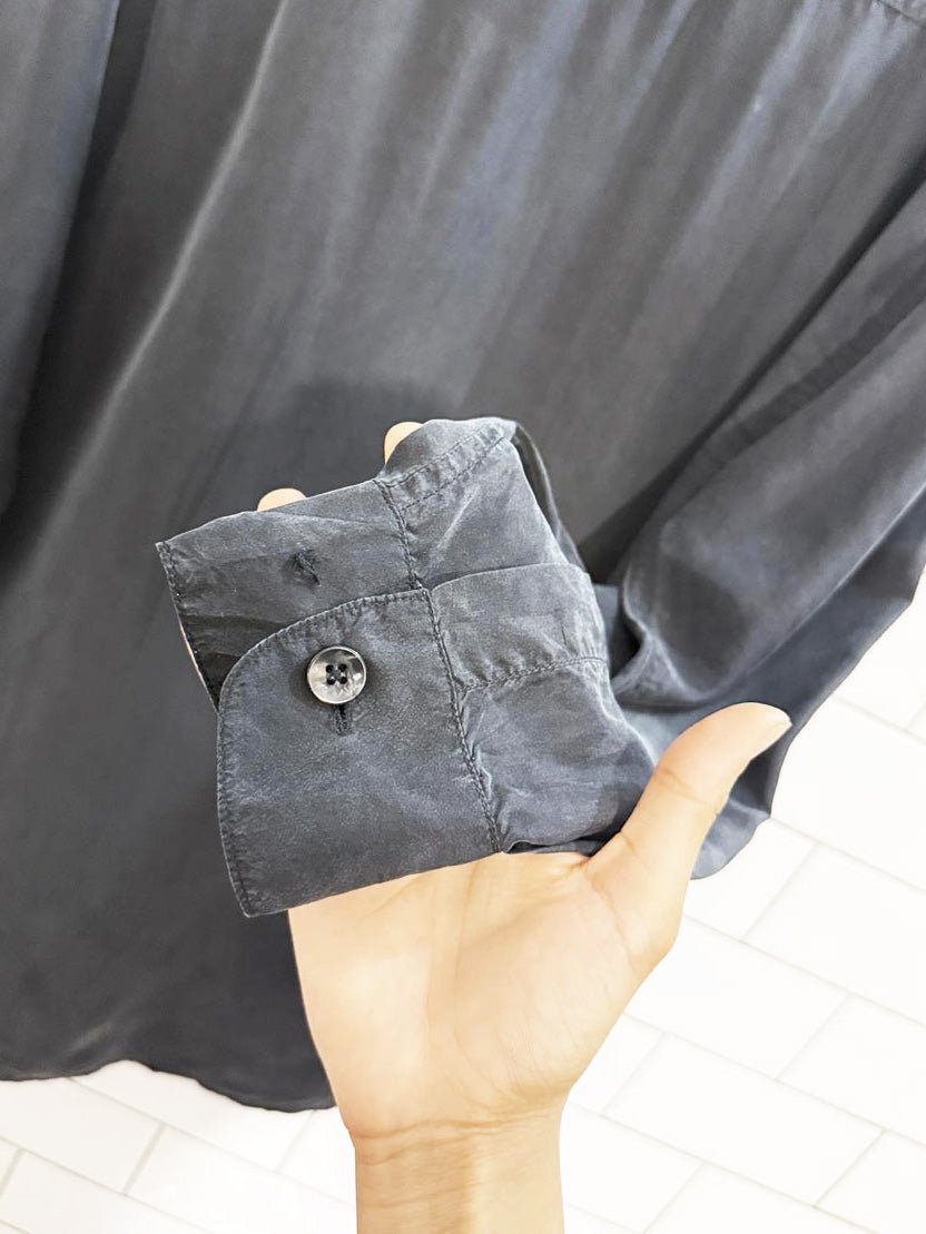 vintage christie & jill 100% silk double breast pocket shirt - good market thrift store