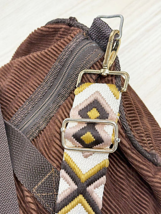 vintage chunky cord duffle bag with boho woven strap - good market thrift store