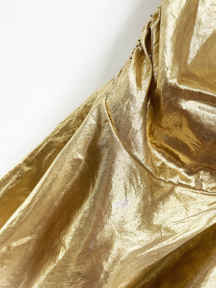 vintage clues 80s gold lamé ruched party dress | new york | paris - good market thrift store