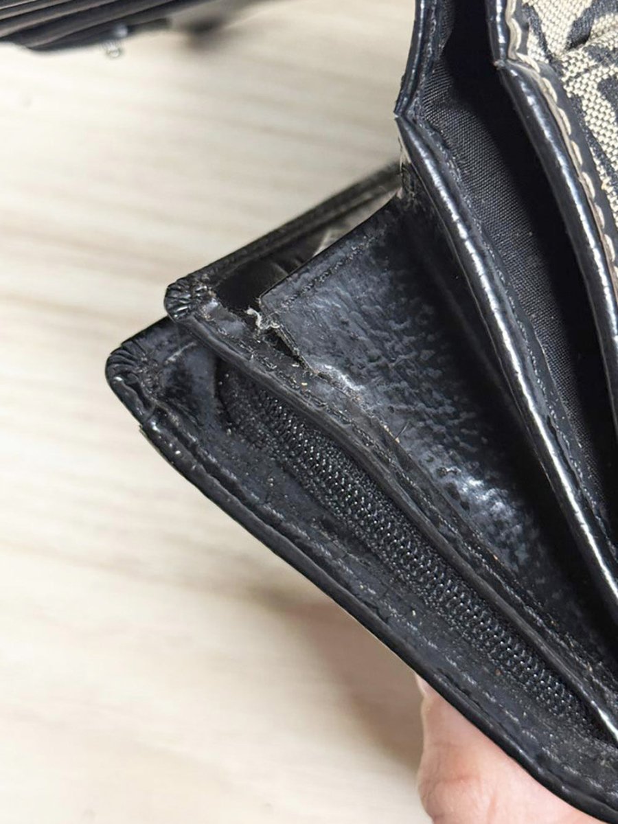 vintage coach leather and canvas monogram snap button wallet - good market thrift store