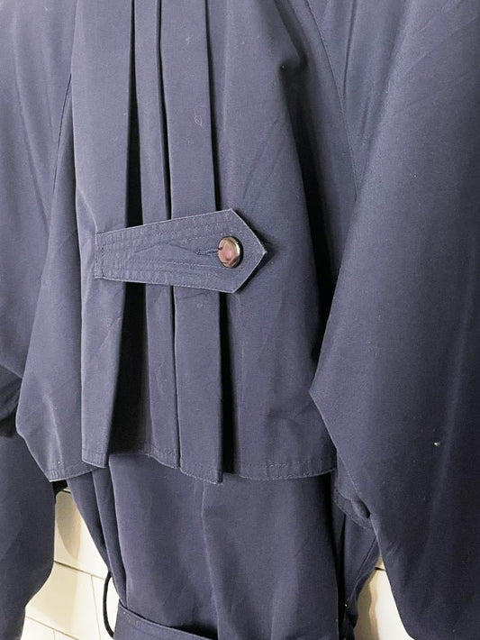 vintage collection elegante pleated cape-back double breasted trench coat - good market thrift store