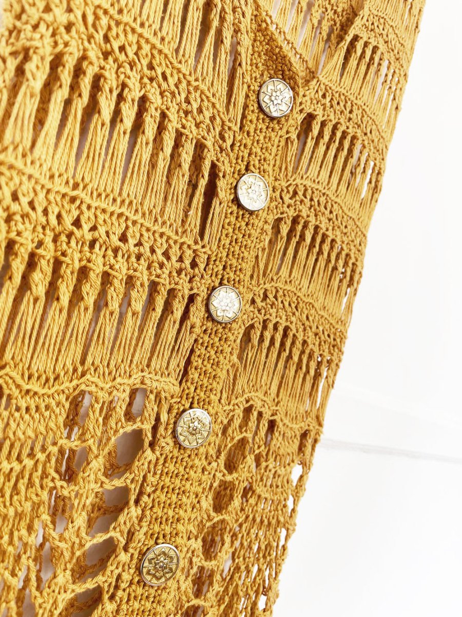 vintage crochet knit full button sleeveless cover up maxi dress - good market thrift store