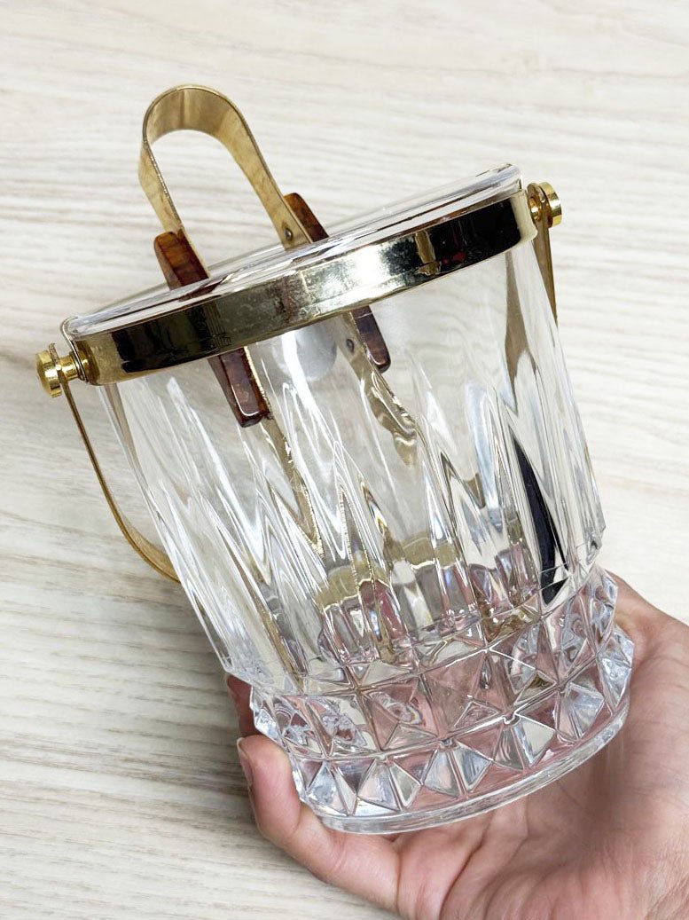 vintage crystal d'arques crystal ice bucket + tongs set | made in France - good market thrift store
