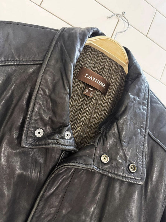 vintage danier soft leather full zip multi - pocket lined jacket - good market thrift store