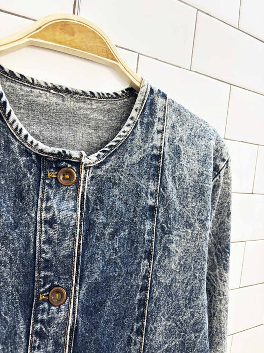 vintage denim acid wash long sleeve maxi dress - good market thrift store