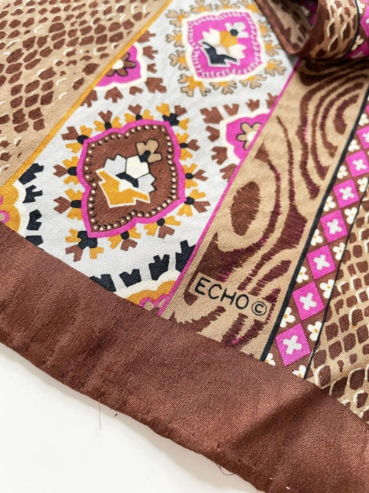 vintage echo 100% silk animal print long scarf - good market thrift store