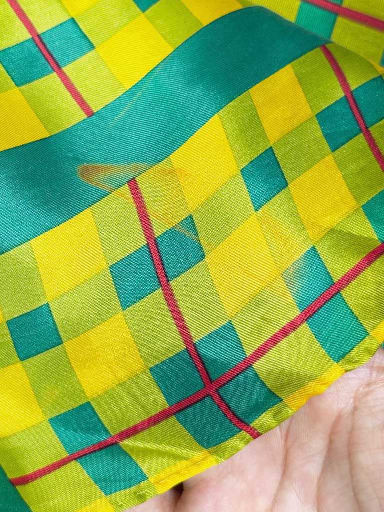 vintage echo 100% silk hand - rolled edge plaid scarf - good market thrift store