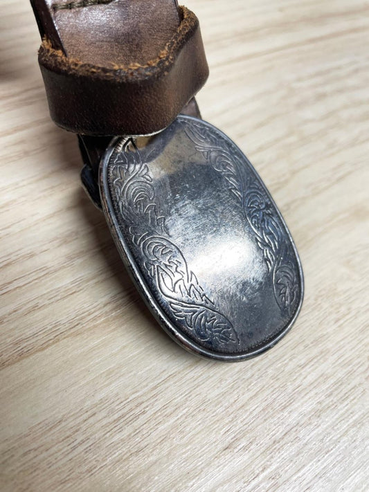 vintage eddie bauer leather belt w silver belt buckle | made in USA - good market thrift store