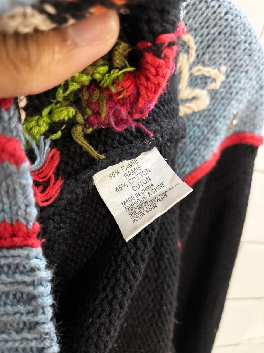 vintage episcia hand - knit western embroidered cardigan - good market thrift store