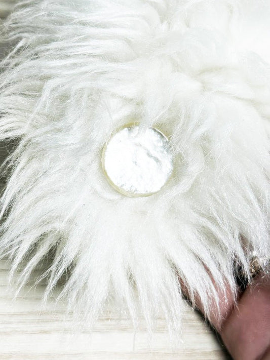 vintage faux fur fluffy shell button hat - good market thrift store