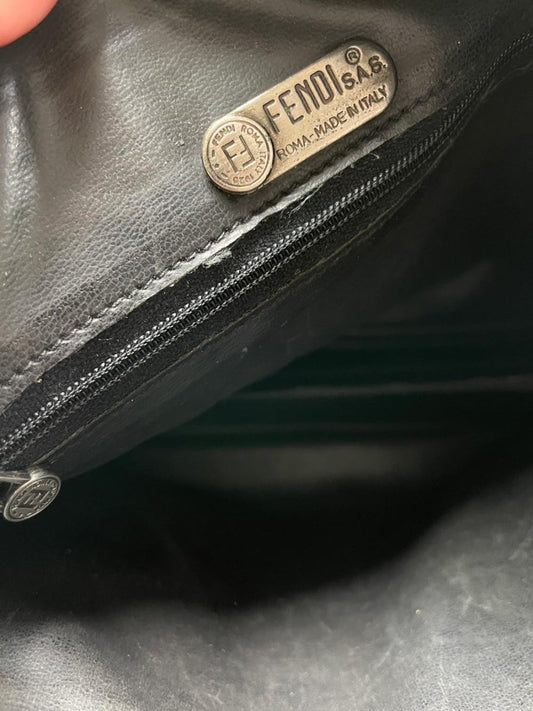 vintage fendi canvas clutch / toiletries bag | leather lining - good market thrift store