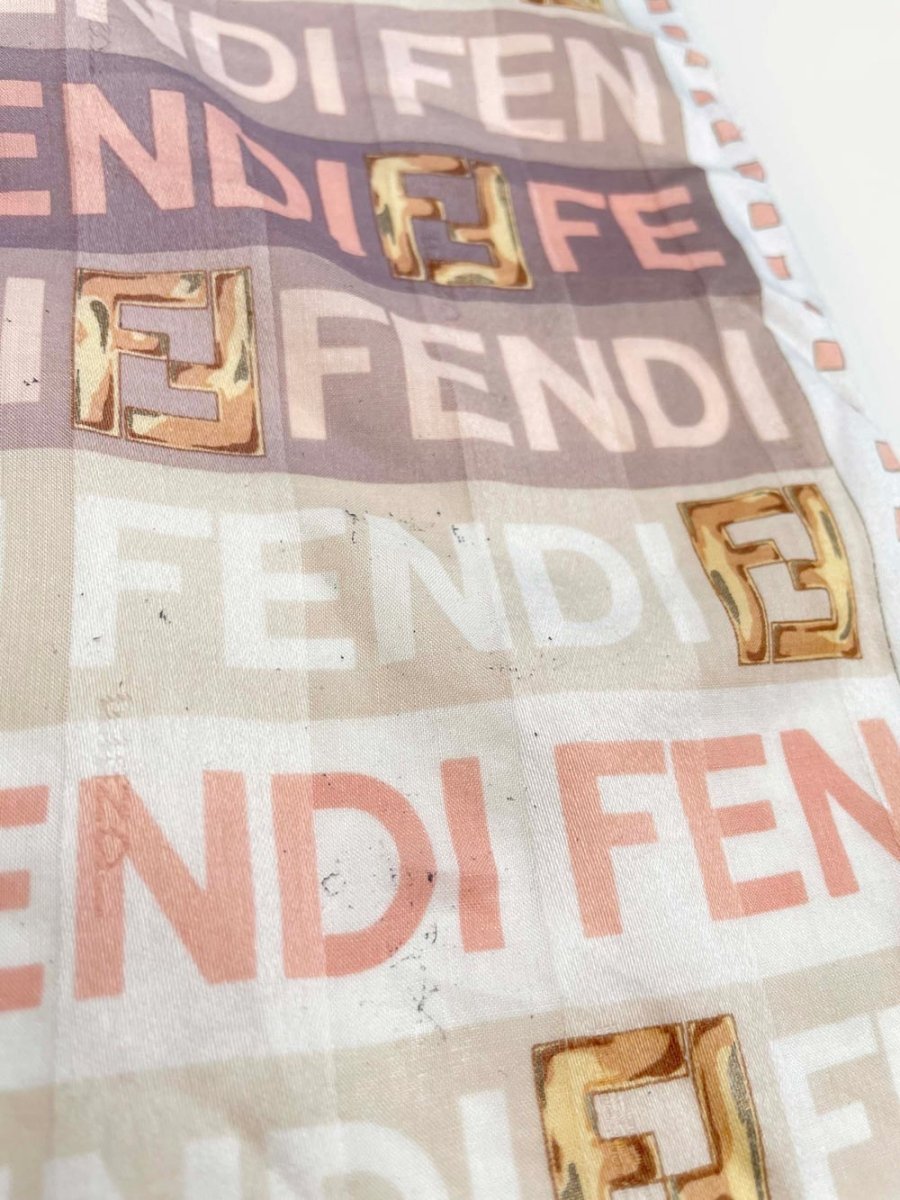 vintage fendi nameplate stripe logo silk scarf - good market thrift store